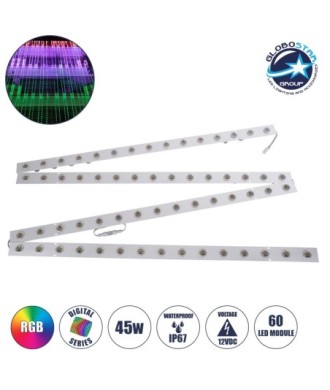 GloboStar® 90119 4 x Digital Pixel Addressable Facade Aluminum Bars - 4 x Ψηφιακές Μπάρες Αλουμινίου Πρόσοψης Κτιρίων LED SMD 3535 45W 60LED 60PIXEL SPI-TTL Protocol IC UCS512B 2700lm 120° DC 12V IP67 RGB - Ασημί Σώμα - Μ400 x Π4.5 x Υ3.6cm - 4 Μπάρες